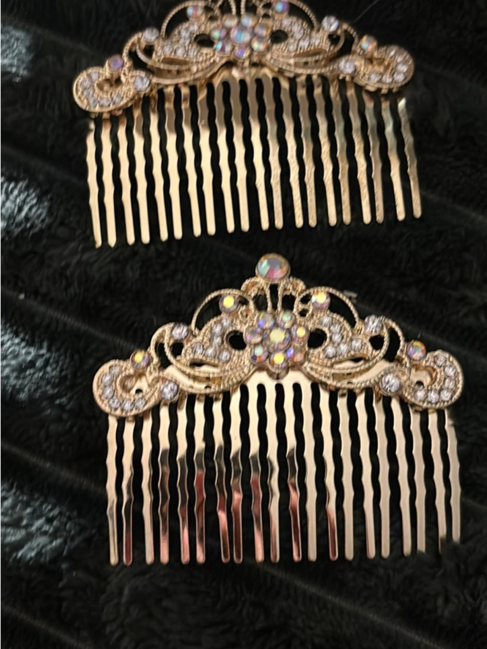 Gold Rhinestone Decorative Hair Comb - Women Accessories